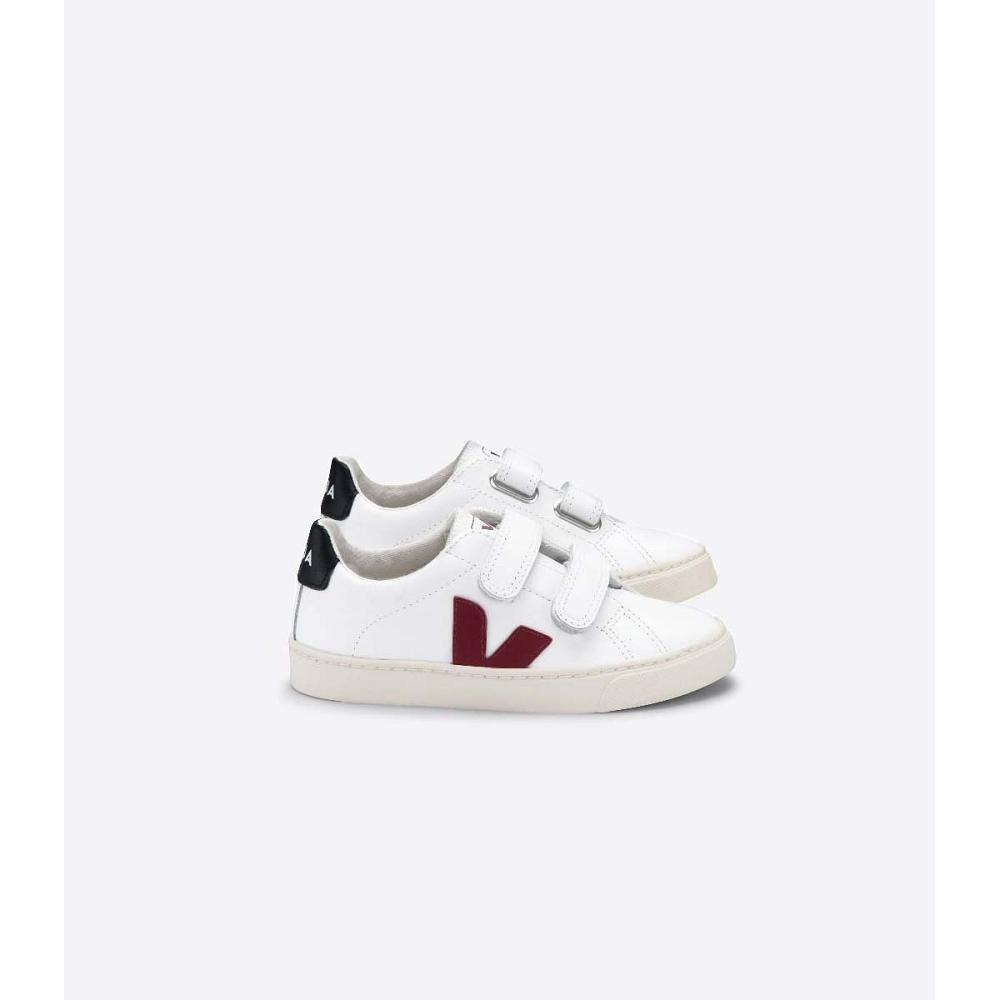 Veja ESPLAR LEATHER Sneakers Kinderen White/Black/Red | BE 819MQZ